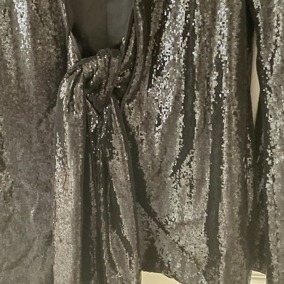 Gorgeous Vintage Galvan London Black Sequin Tie Front Jacket - Picture 2 of 6
